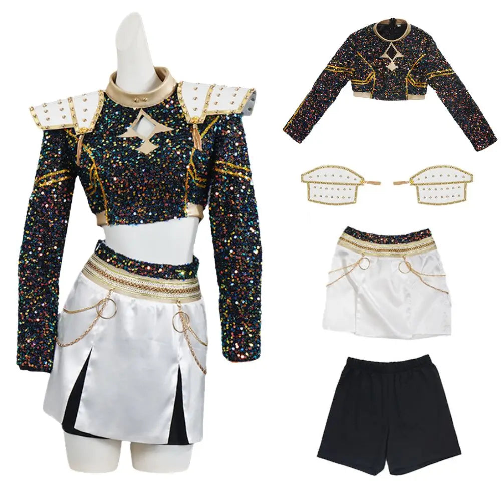 Costume de scène à paillettes K-pop Demon Hunters - Rumi, Zoey, Mira - Déguisement Kpop Demon Hunters