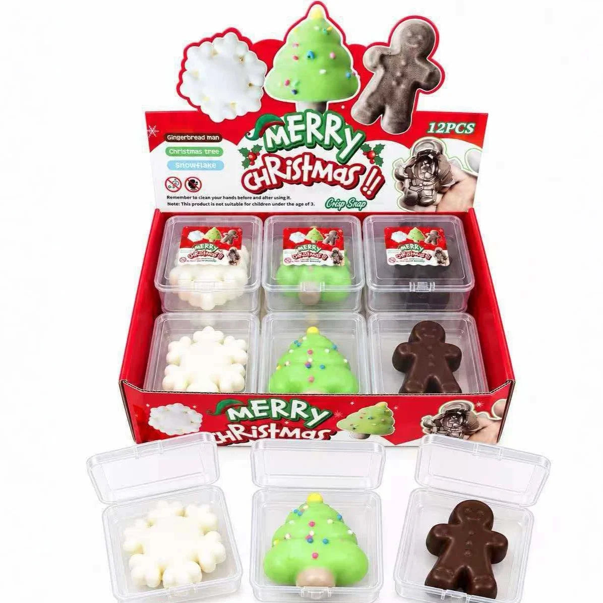 Pack Squishies Craquants de Noël - Squishy craquant Flocon, sapin et biscuit