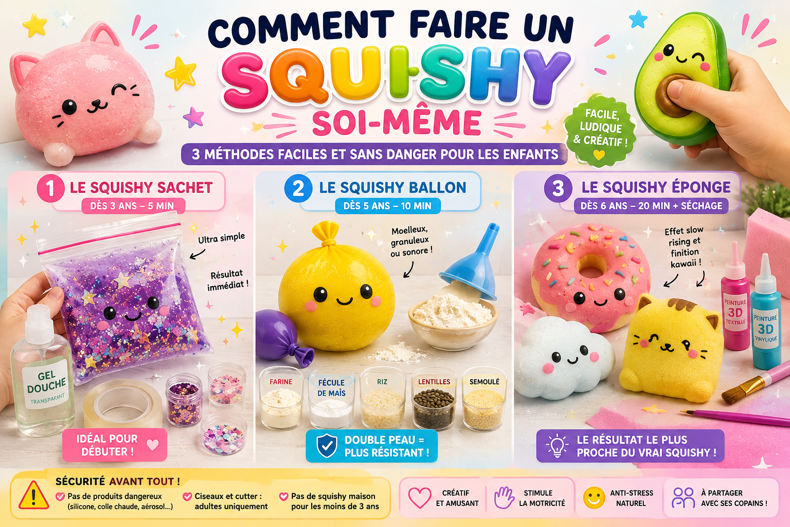 Comment faire un squishy soi-même : 3 méthodes faciles et sans danger pour les enfants