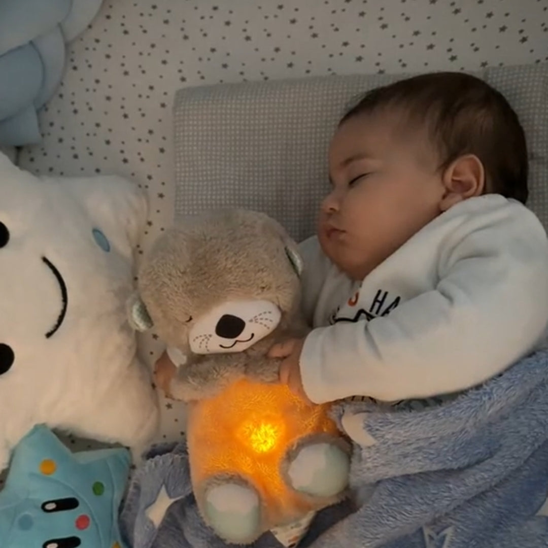 Ma Loutre Câlins Bonne nuit Peluche interactive, Doudou Loutre, Doudou qui respire, Peluche veilleuse Bébé musicale