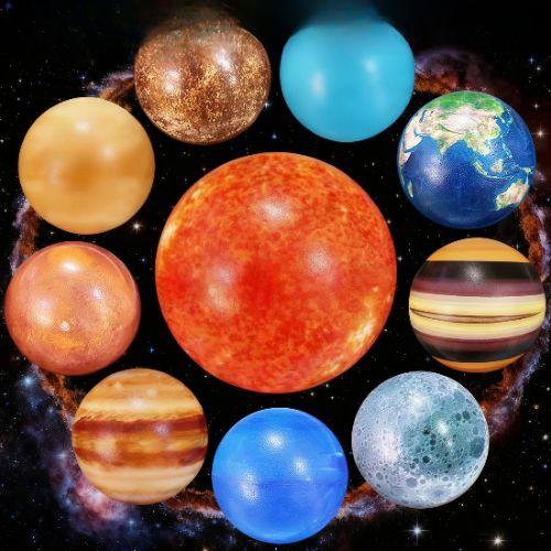 Pack 10 Balles Anti-Stress Planètes - Pack 10 squishies Planètes Système Solaire
