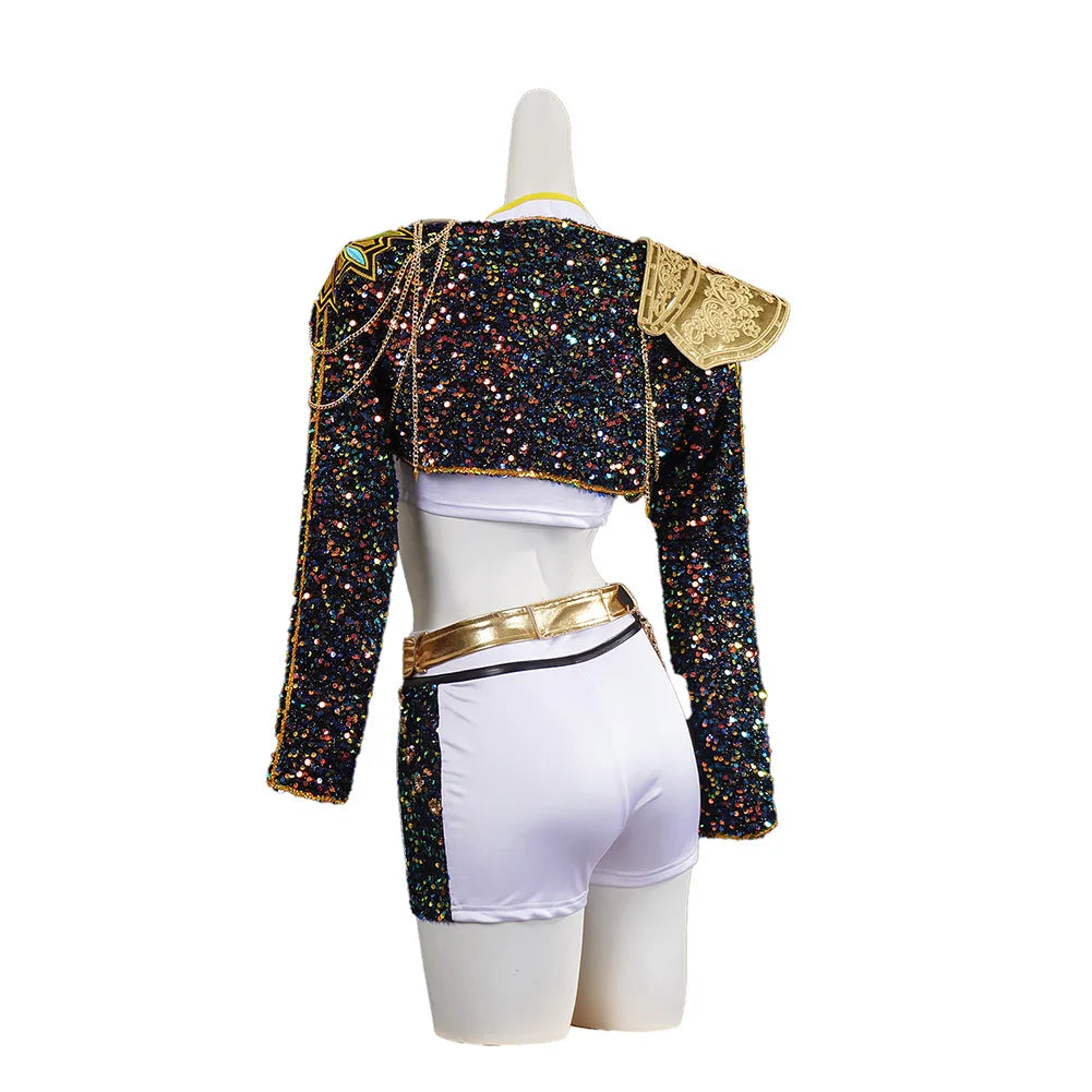 Costume de scène à paillettes K-pop Demon Hunters - Rumi, Zoey, Mira - Déguisement Kpop Demon Hunters