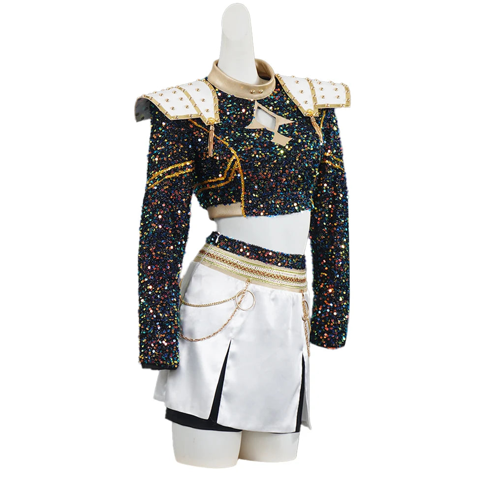Costume de scène à paillettes K-pop Demon Hunters - Rumi, Zoey, Mira - Déguisement Kpop Demon Hunters