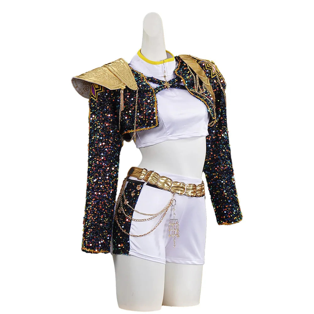 Costume de scène à paillettes K-pop Demon Hunters - Rumi, Zoey, Mira - Déguisement Kpop Demon Hunters