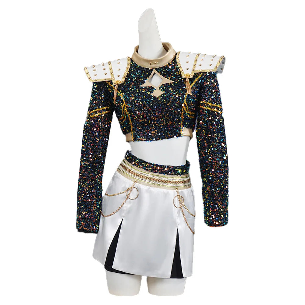 Costume de scène à paillettes K-pop Demon Hunters - Rumi, Zoey, Mira - Déguisement Kpop Demon Hunters
