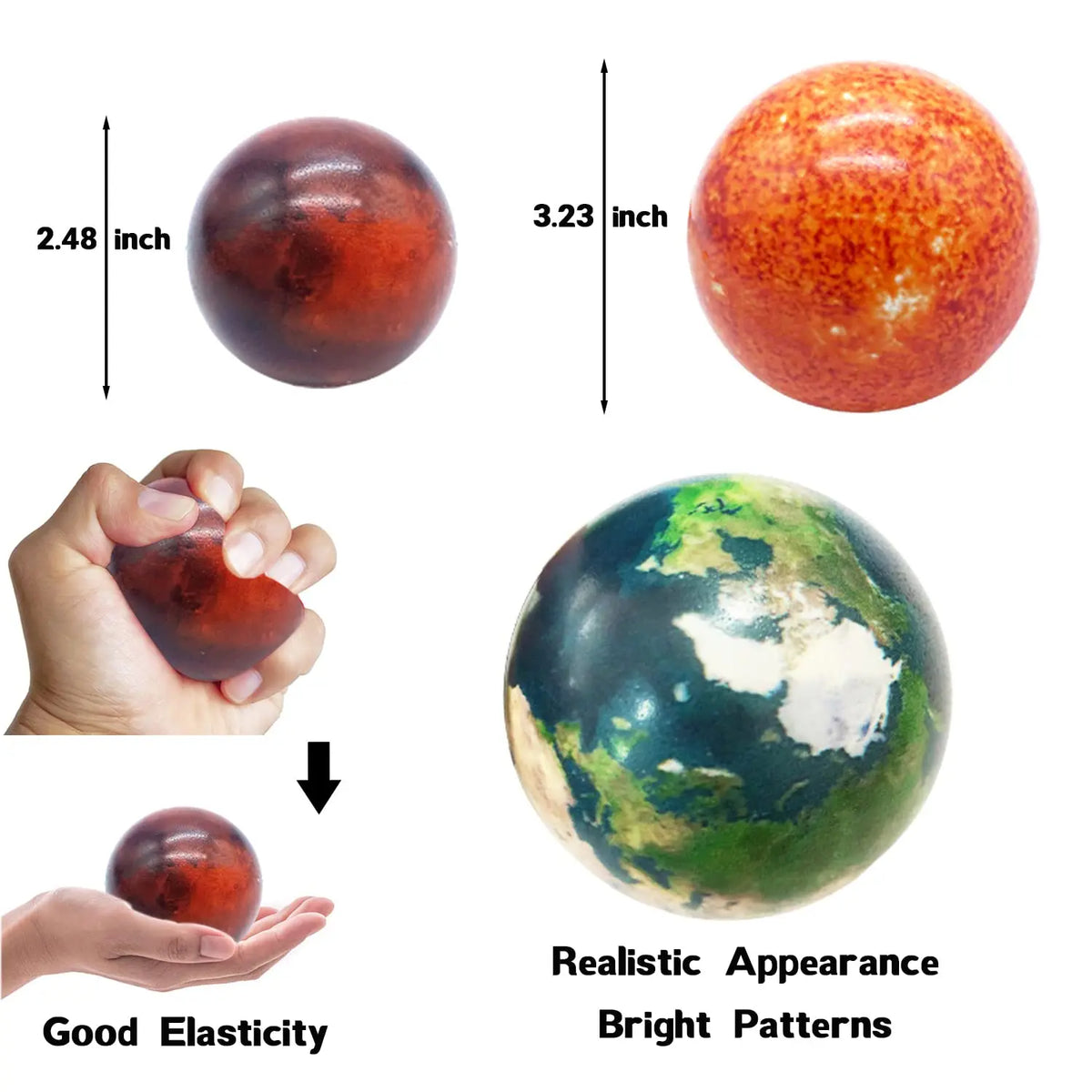 Pack 10 Balles Anti-Stress Planètes - Pack 10 squishies Planètes Système Solaire