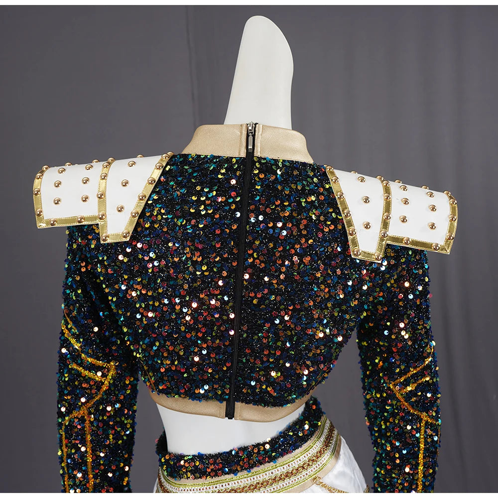 Costume de scène à paillettes K-pop Demon Hunters - Rumi, Zoey, Mira - Déguisement Kpop Demon Hunters