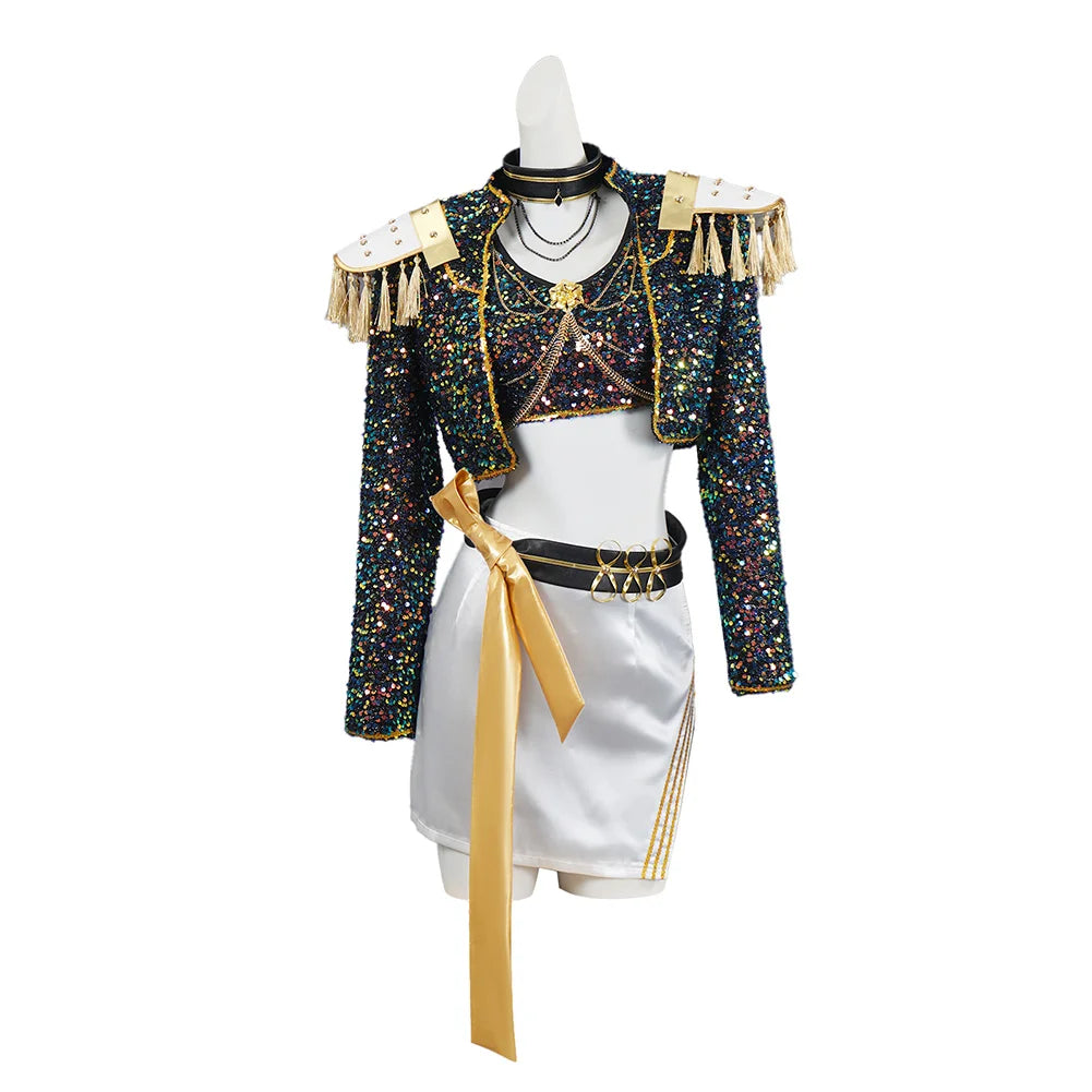 Costume de scène à paillettes K-pop Demon Hunters - Rumi, Zoey, Mira - Déguisement Kpop Demon Hunters