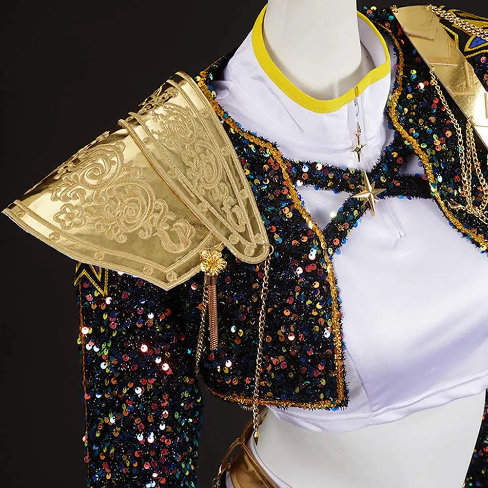 Costume de scène à paillettes K-pop Demon Hunters - Rumi, Zoey, Mira - Déguisement Kpop Demon Hunters