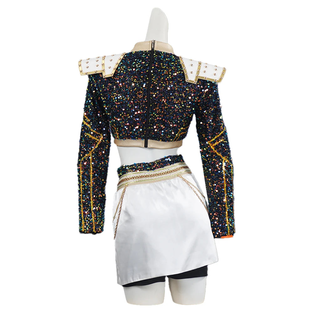 Costume de scène à paillettes K-pop Demon Hunters - Rumi, Zoey, Mira - Déguisement Kpop Demon Hunters