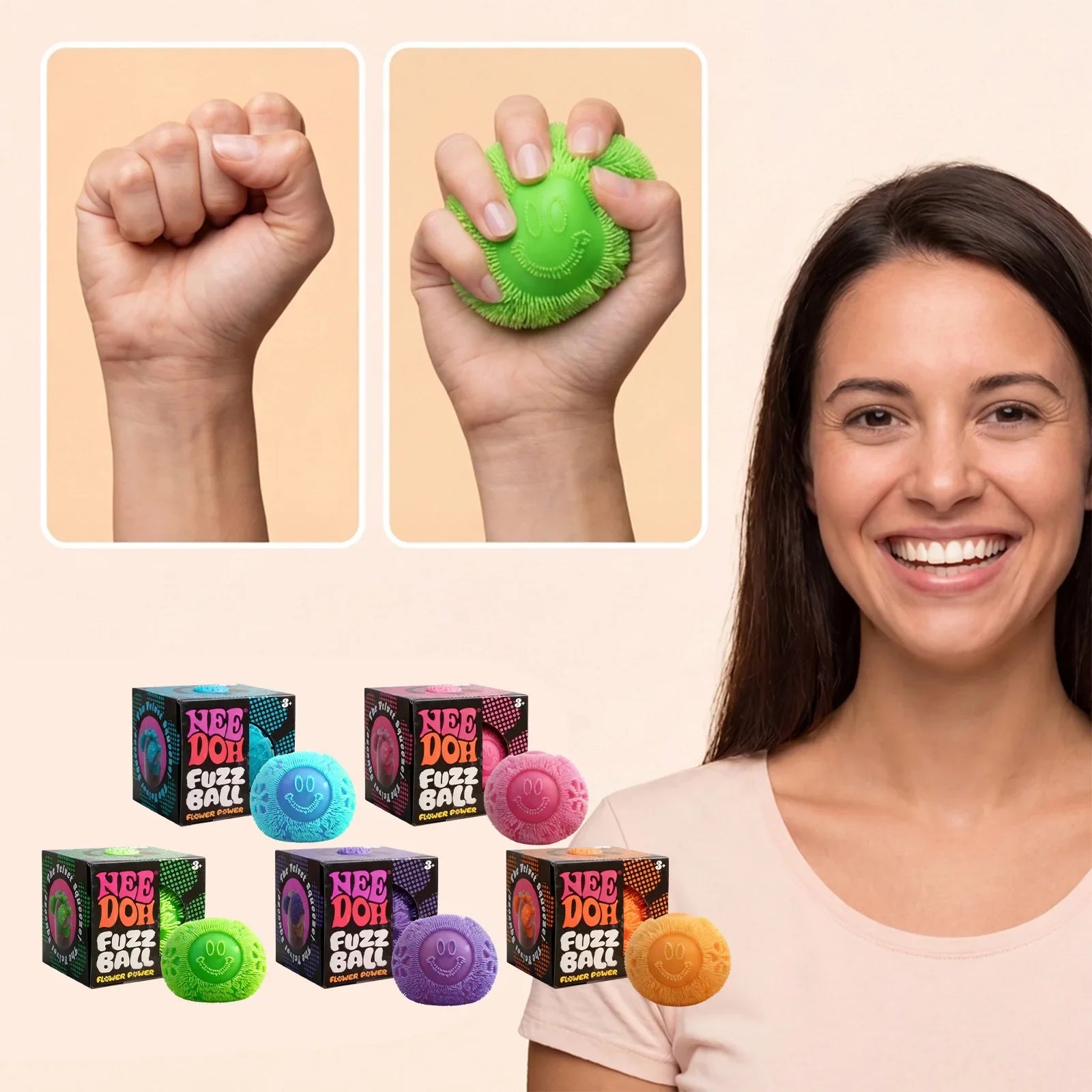 Balle Needoh Fuzzball Flower Power - Balle Squishy