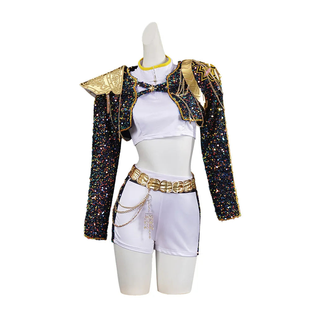 Costume de scène à paillettes K-pop Demon Hunters - Rumi, Zoey, Mira - Déguisement Kpop Demon Hunters