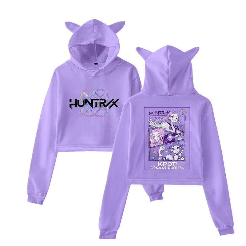 Sweat à Capuche Court Oreilles Chat Kp-op Demon H-Hunters Sweat à Capuche Court Avec Oreilles De Vêtement Kpop Décontracté Sweat à Capuche Court Oreilles Chat Kp-op Demon H-Hunters Sweat à Capuche Court Avec Oreilles De Vêtement Kpop Décontracté