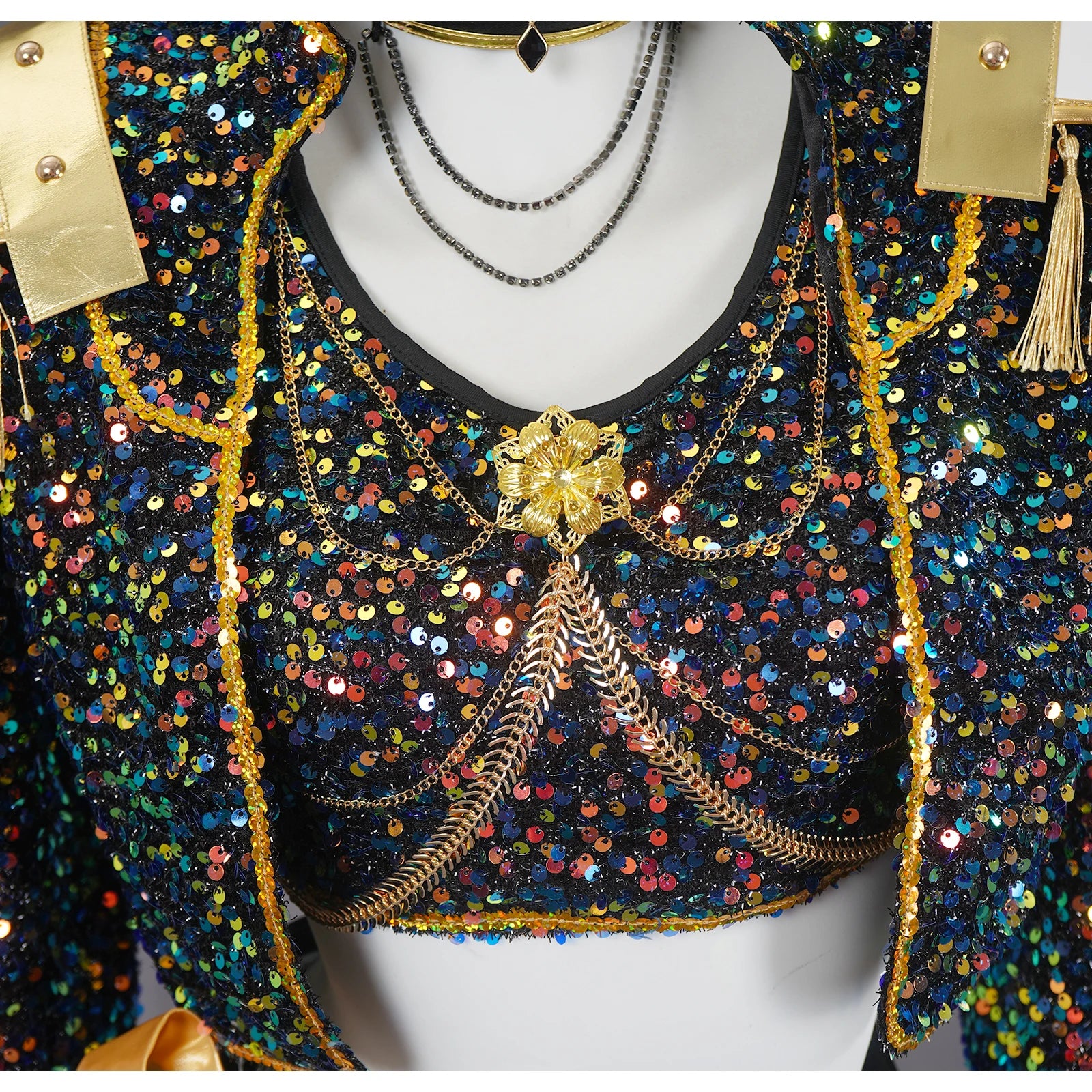 Costume de scène à paillettes K-pop Demon Hunters - Rumi, Zoey, Mira - Déguisement Kpop Demon Hunters